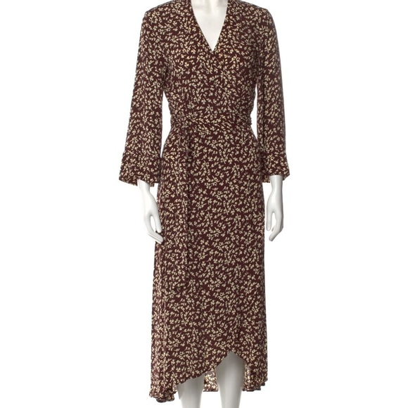 Ganni Printed Crepe Wrap Dress Decadent Chocolate - Picture 6 of 12